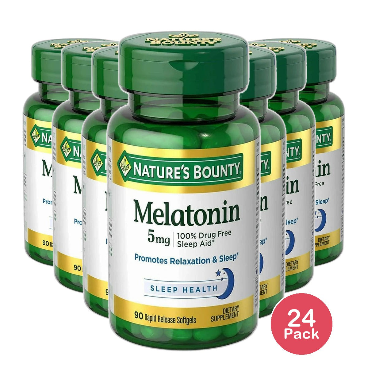 Natures Bounty Melatonin 5 Mg Nighttime Sleep Aid Softgels 1.13Oz (Pack of 24)