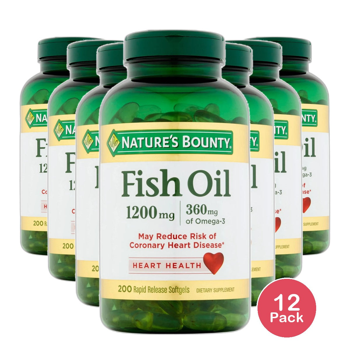 Natures Bounty Natural Fish Oil 1200 Mg Dietary Supplement Softgels180 Ea 12.96Oz (Pack of 12)