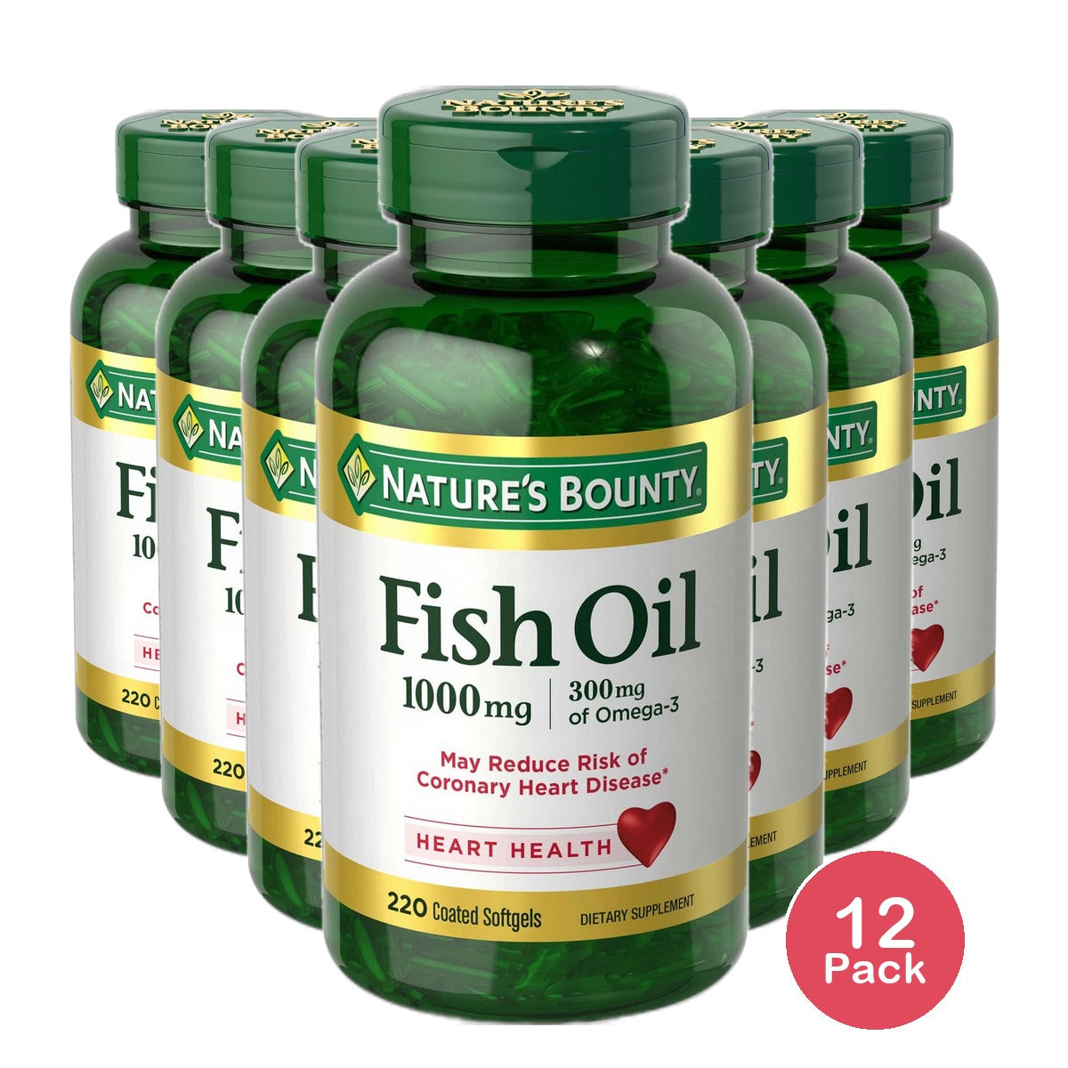 Natures Bounty Odorless Fish Oil 1000 Mg With Omega 3 And 6 Dietary Supplement Softgels200 Ea 12.6Oz (Pack of 12)