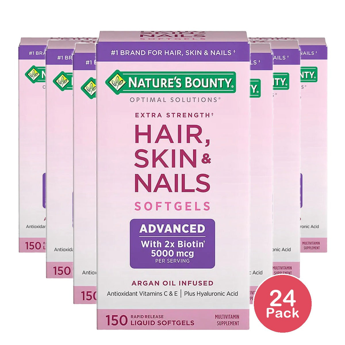 Nature's Bounty Optimal Solutions Hair, Skin & Nails 150 Count (Pack of 24)