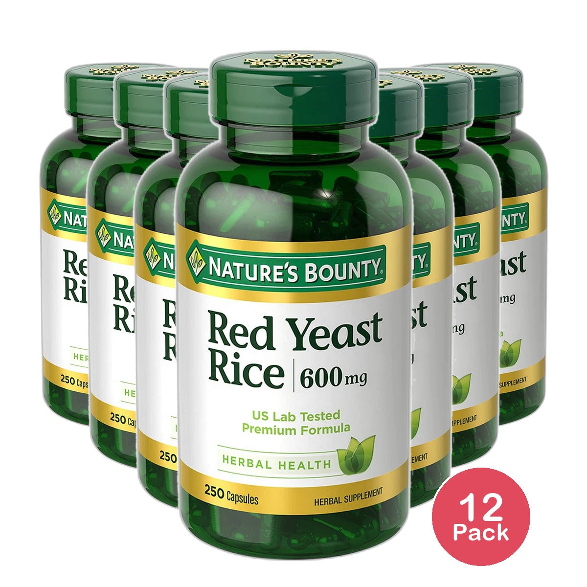 Natures Bounty Red Yeast Rice 600 Mg Capsules 4.8Oz (Pack of 12)