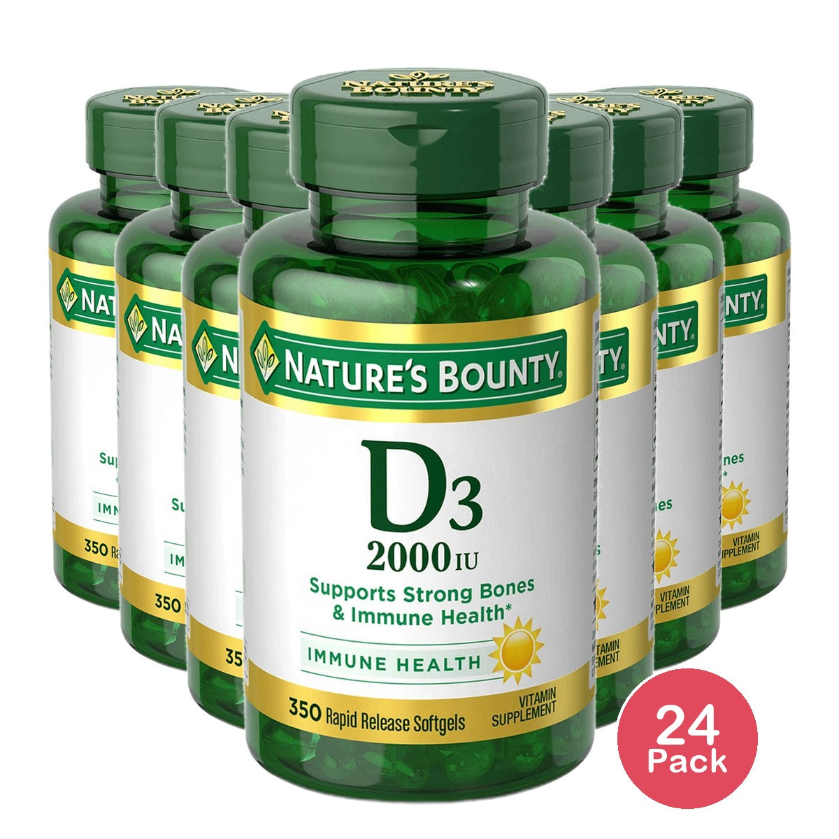 Natures Bounty Super Strength Vitamin D3-2000 IU Rapid Release Liquid Softgels (Pack of 24)