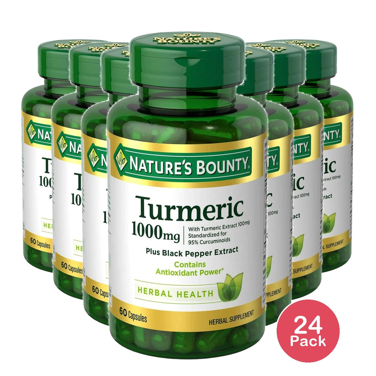 Nature’s Bounty Turmeric Supplement + Black Pepper Extract 1000mg 60 Ct (Pack of 24)