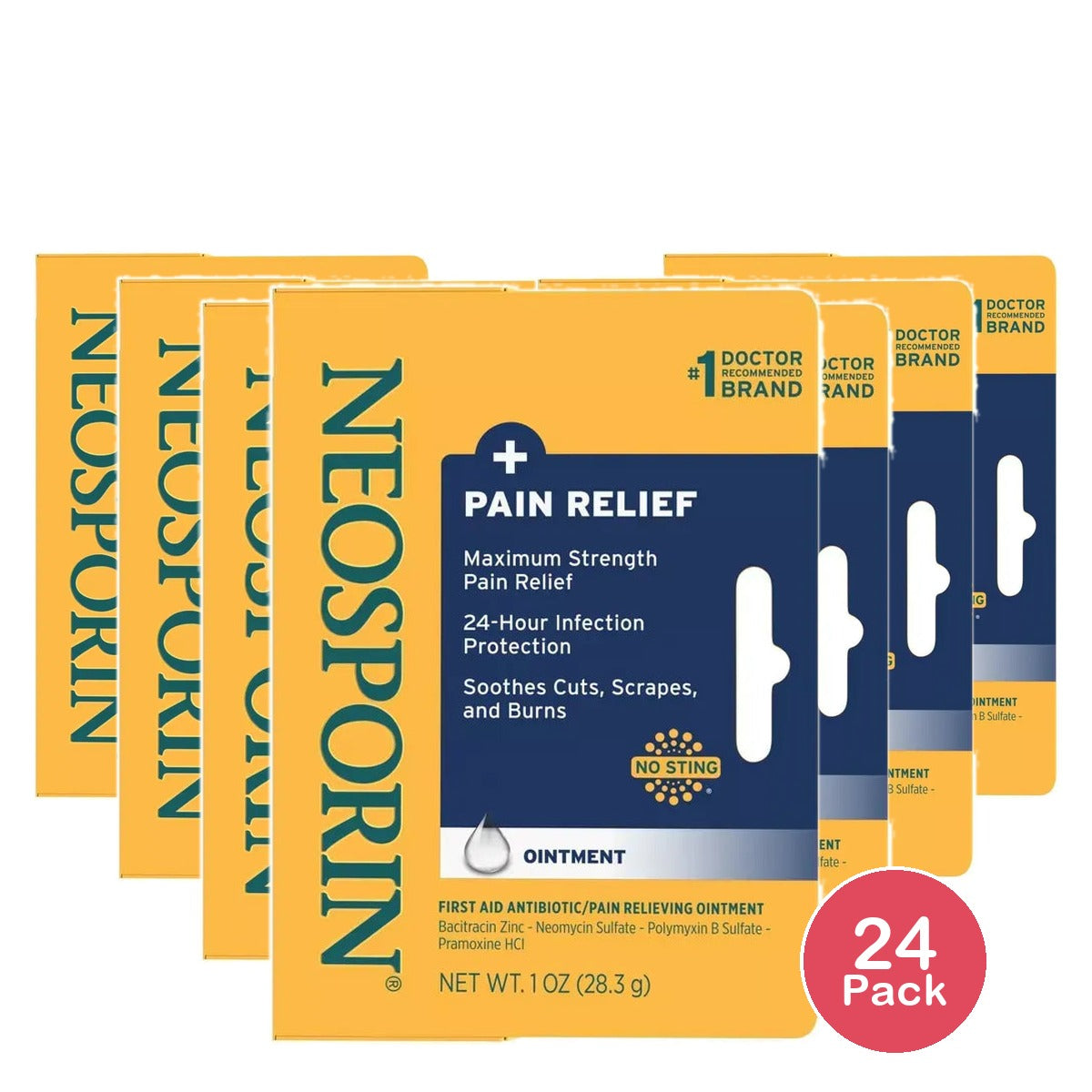 Neosporin Plus Maximum Strength Antibiotic Pain Relief Ointment 1Oz (Pack of 24)