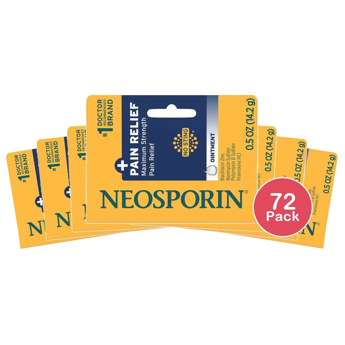 Neosporin Plus Maximum Strength First Aid Antibiotic Pain Reliever Ointment 0.5Oz (Pack of 72)