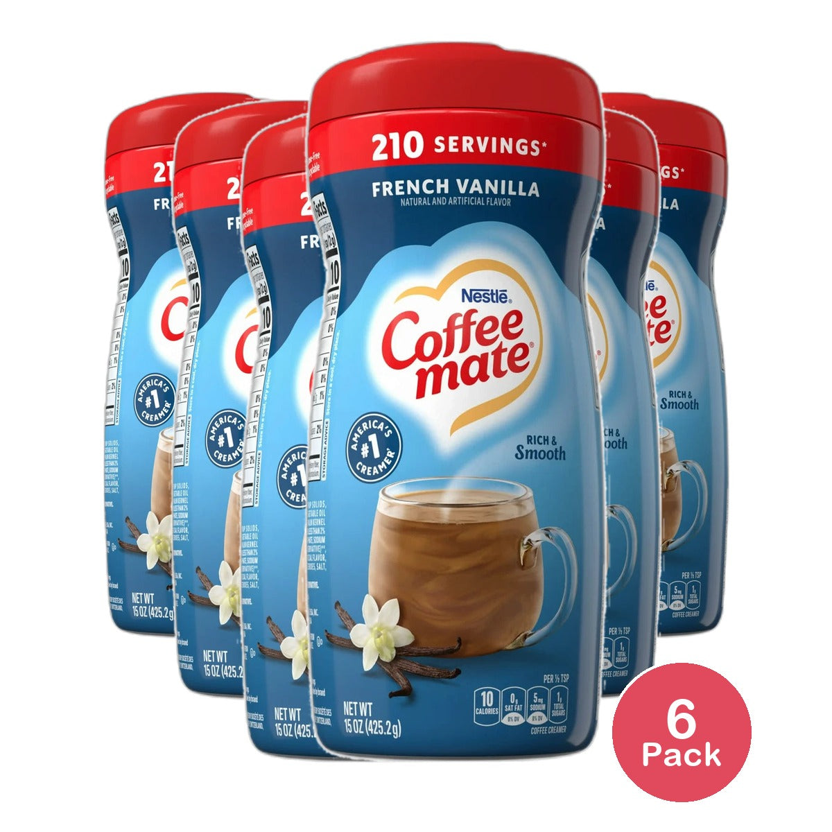 Nestle Coffee-mate French Vanilla Powder Coffee Creamer 15Oz (Pack of 6)