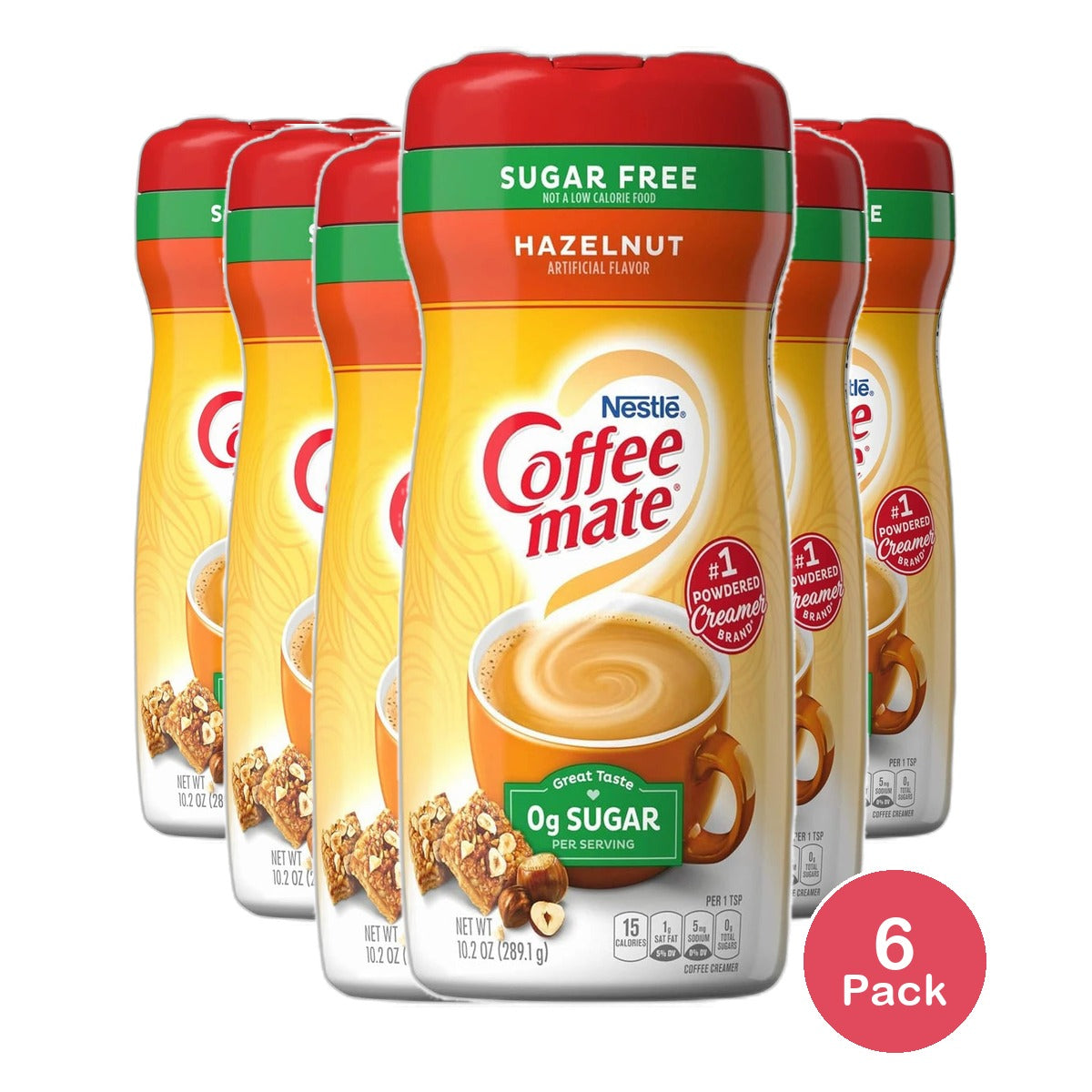 Nestle Coffee Mate Sugar Free Hazelnut Coffee Creamer 10.2Oz (Pack of 6)