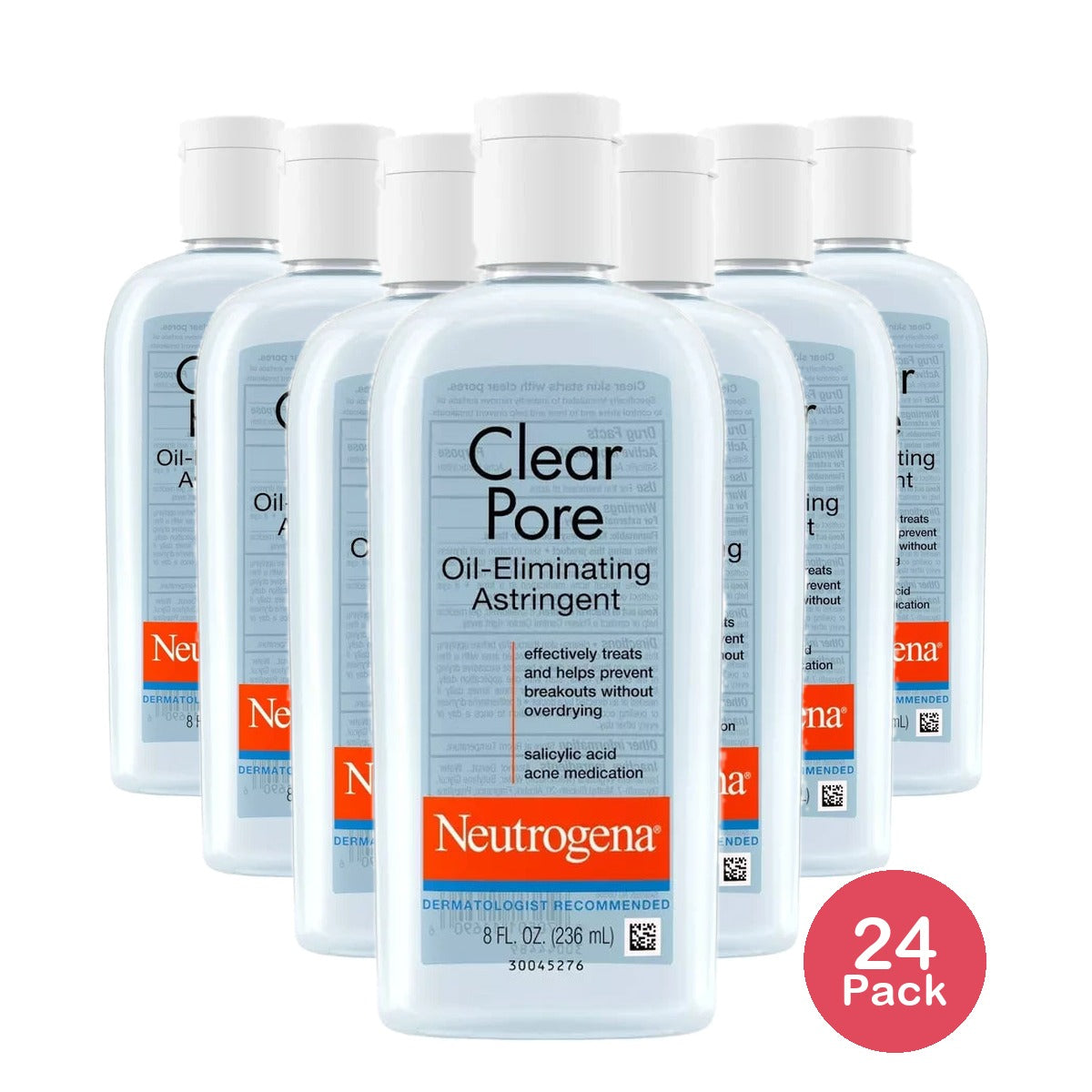 Neutrogena Clear Pore Oil-Eliminating Astringent with Salicylic Acid, Pore Clear 8 Oz (Pack of 24)