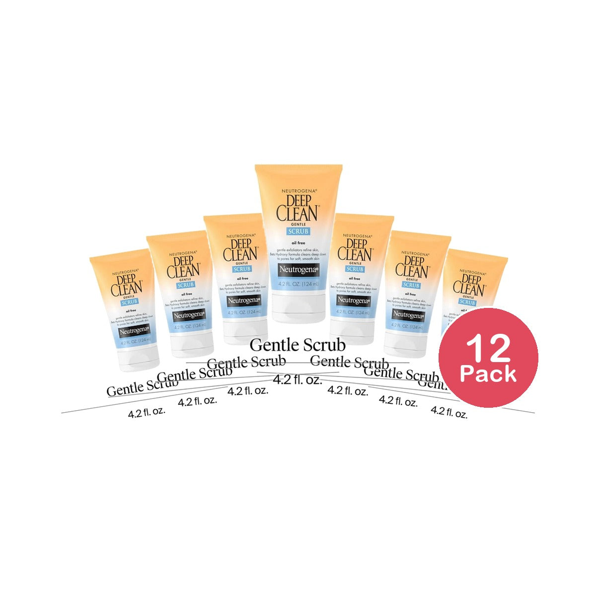 Neutrogena Deep Clean Gentle Facial Scrub Oil free Cleanser 4.2 fl. oz (Pack of 12)