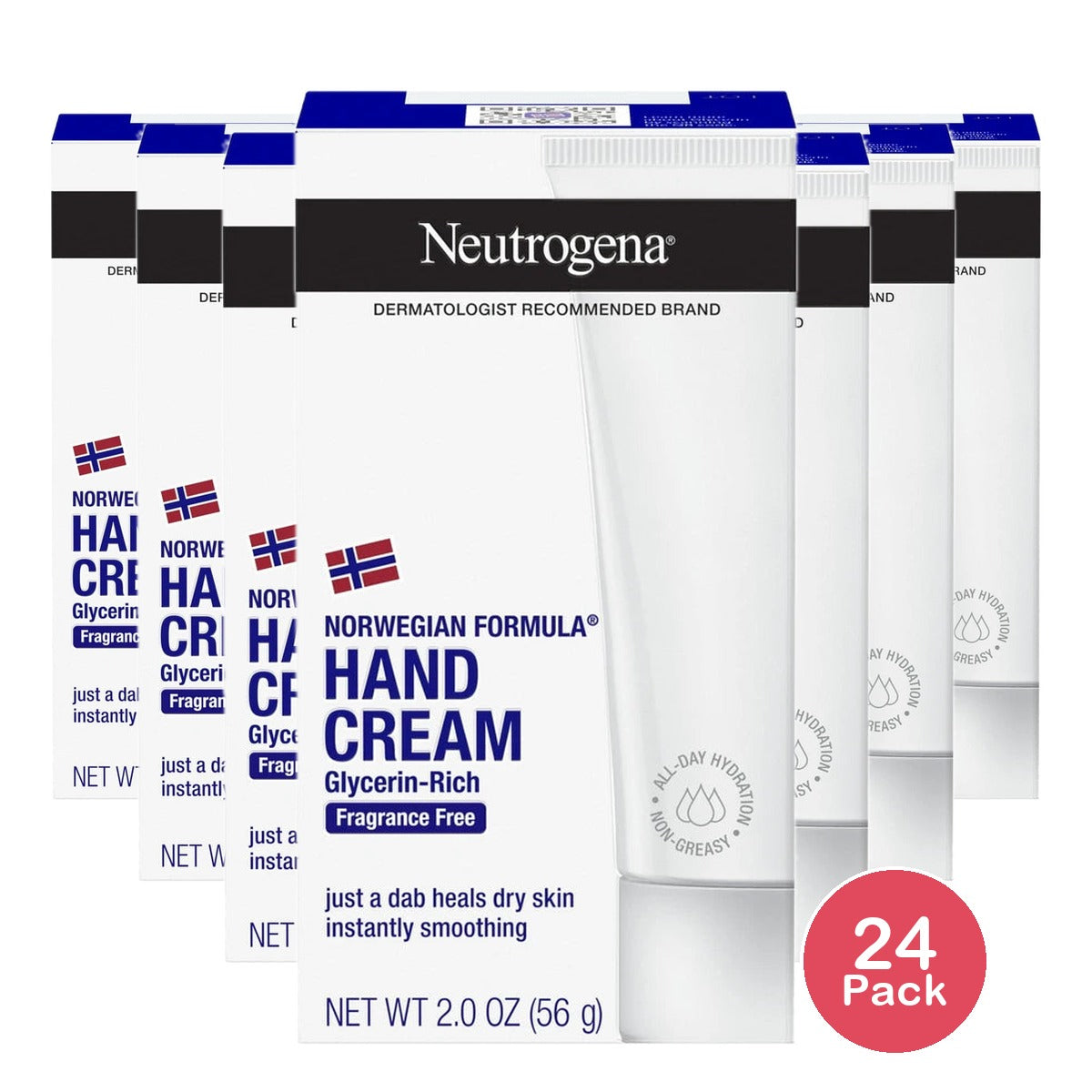 Neutrogena Norwegian Formula Hand Cream for Dry and Rough Hands - Fragrance Free 2 Oz (Pack of 24)