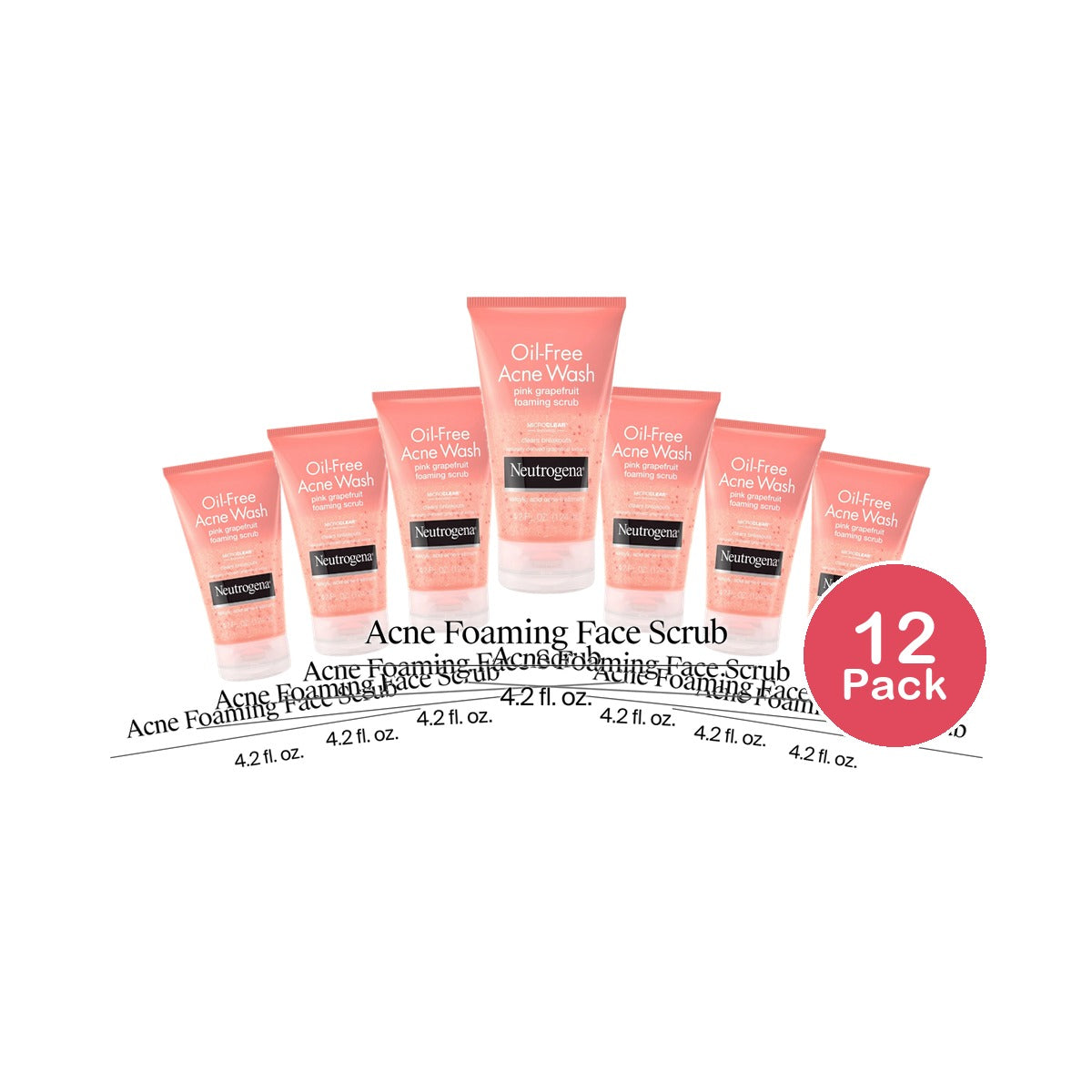 Neutrogena Oil-Free Acne Wash Pink Grapefruit Facial Scrub 4.2 fl. oz (Pack of 12)
