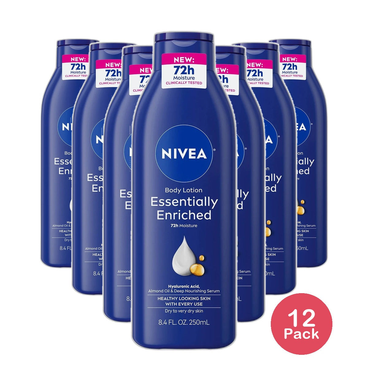 Nivea Essentially Enriched Daily Body Lotion for Very Dry Rough Skin 8.4Oz (Pack of 12)
