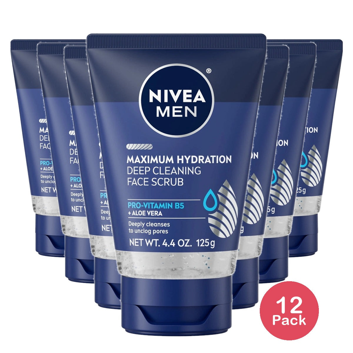 Nivea for Men Energy Face Scrub Tube, 4.4 OZ (Pack of 12)