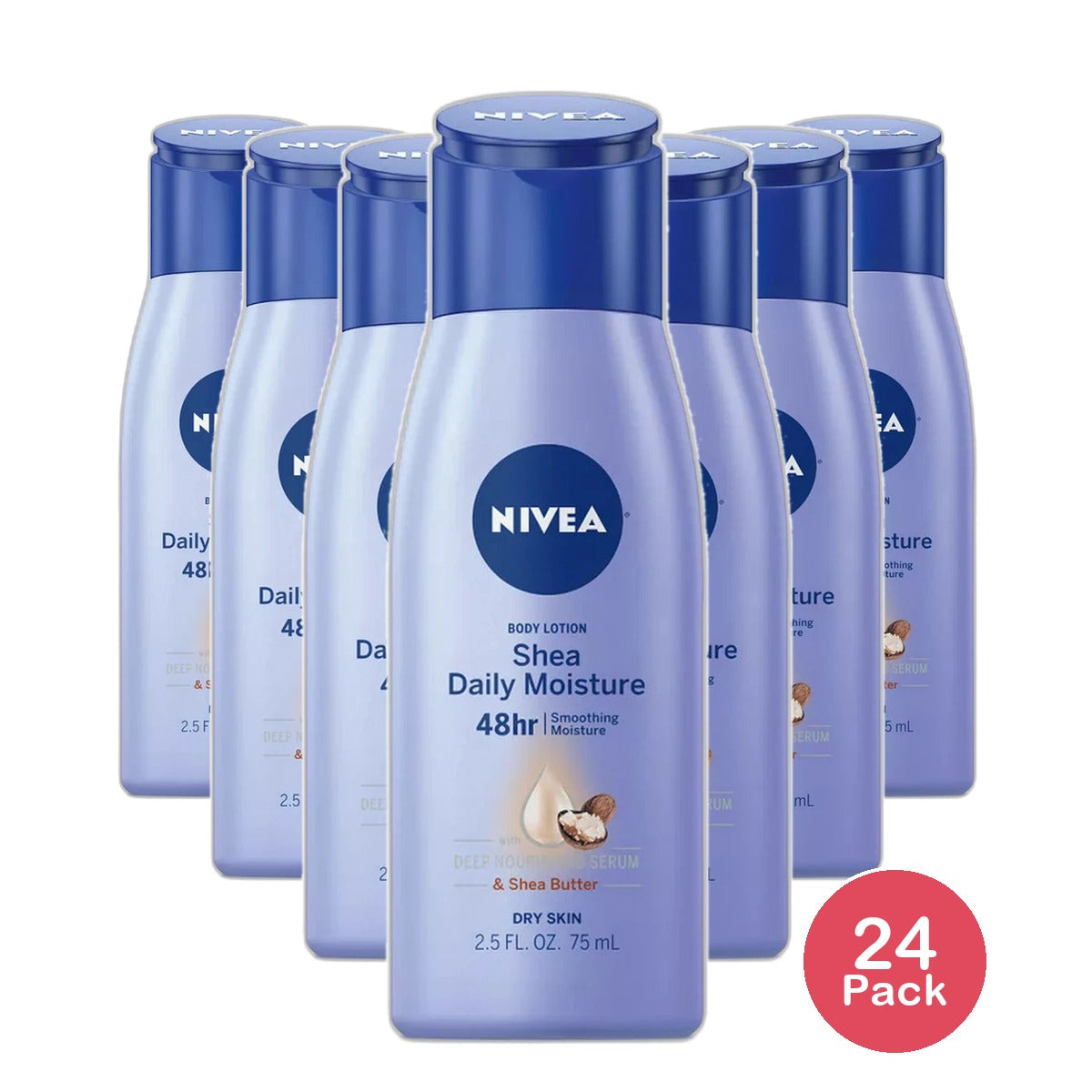 Nivea Shea Nourish Dry Skin Body Lotion With Shea Butter 2.5Oz (Pack of 24)