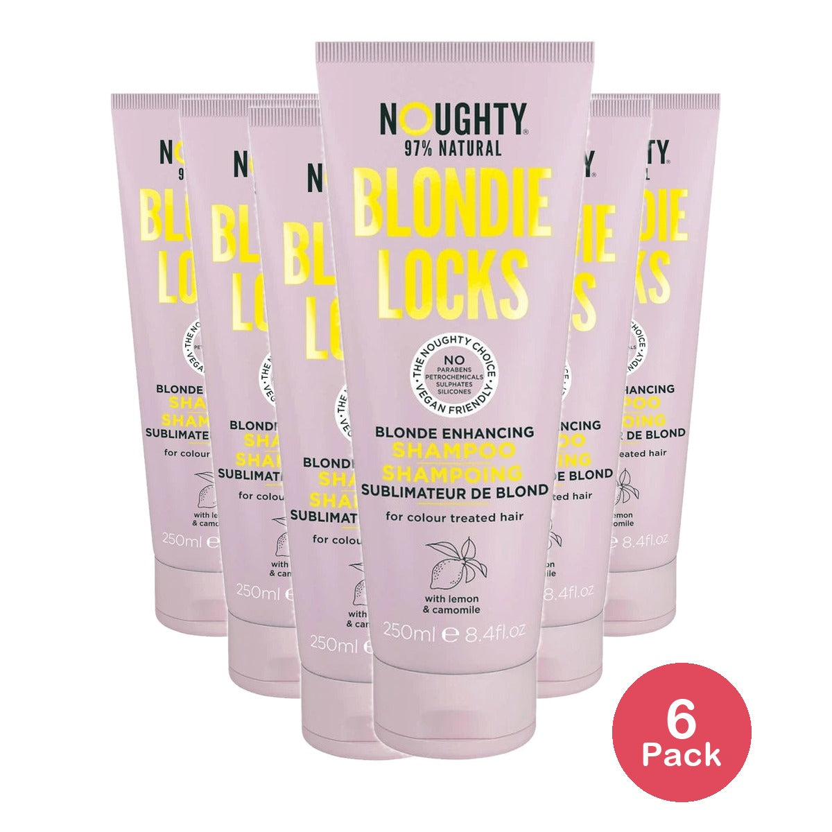 Noughty Blondie Locks Blonde Enhancing Shampoo, Vegan-Friendly 97% Natural Sulph 8.4. Oz (Pack of 6)