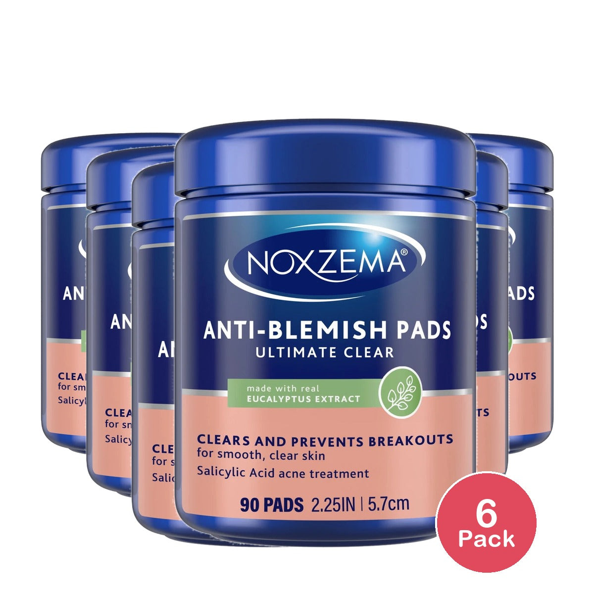 Noxzema Ultimate Clear Face Pads Anti-Blemish Made with Over 60% Alcohol 90 Coun 0.19 Oz (Pack of 6)