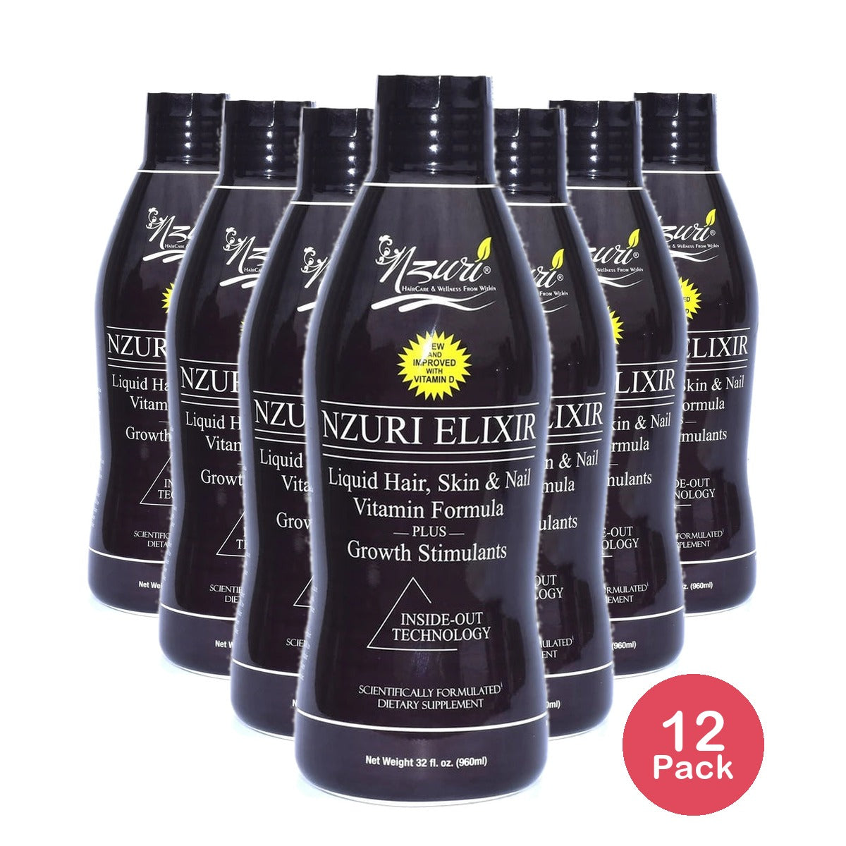 Nzuri Elixir Liquid Hair Vitamin Plus Growth Stimulants 32 oz (Pack of 12)