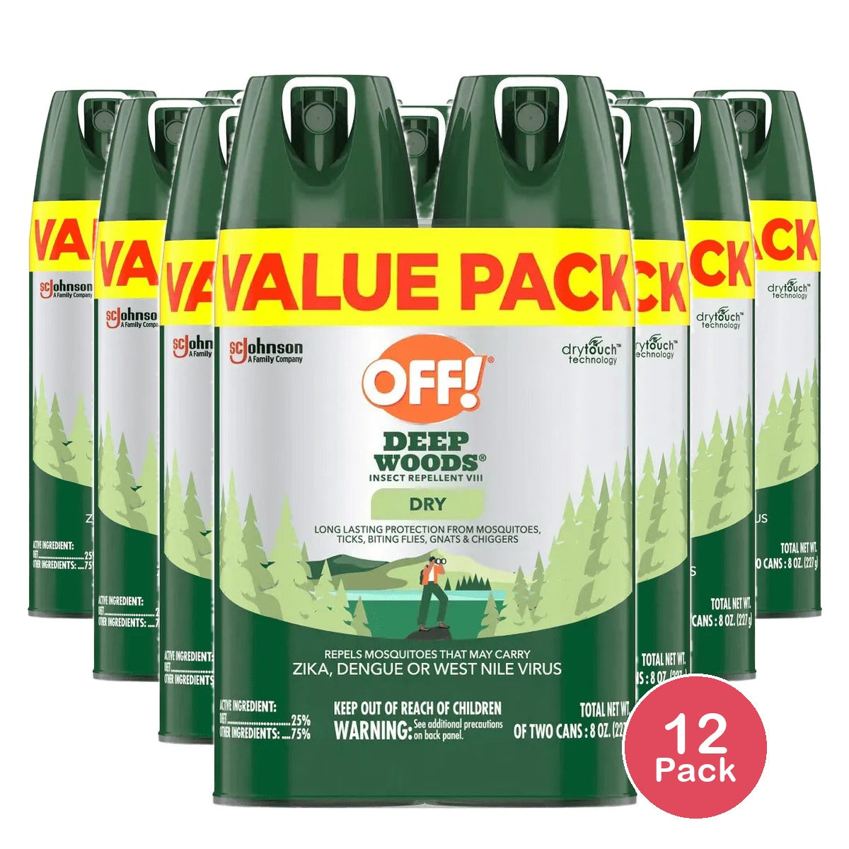 Off Deep Woods Insect Repellant VIII Dry 8oz (Pack of 12)