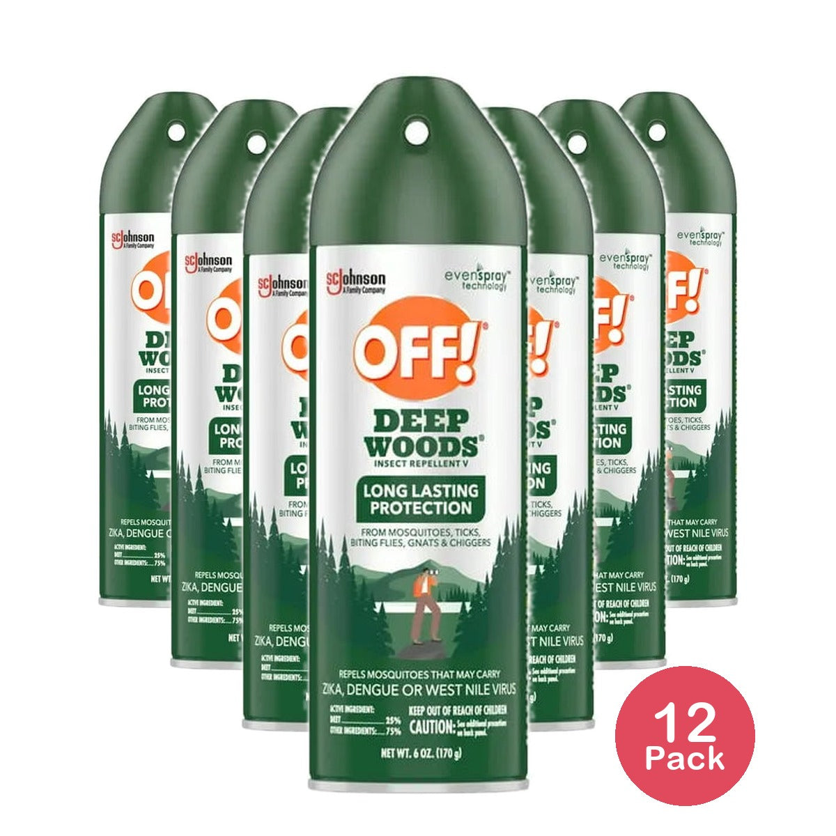 Off Deep Woods Insect Repellent Spray Unscented 23.8% Deet6Oz (Pack of 12)