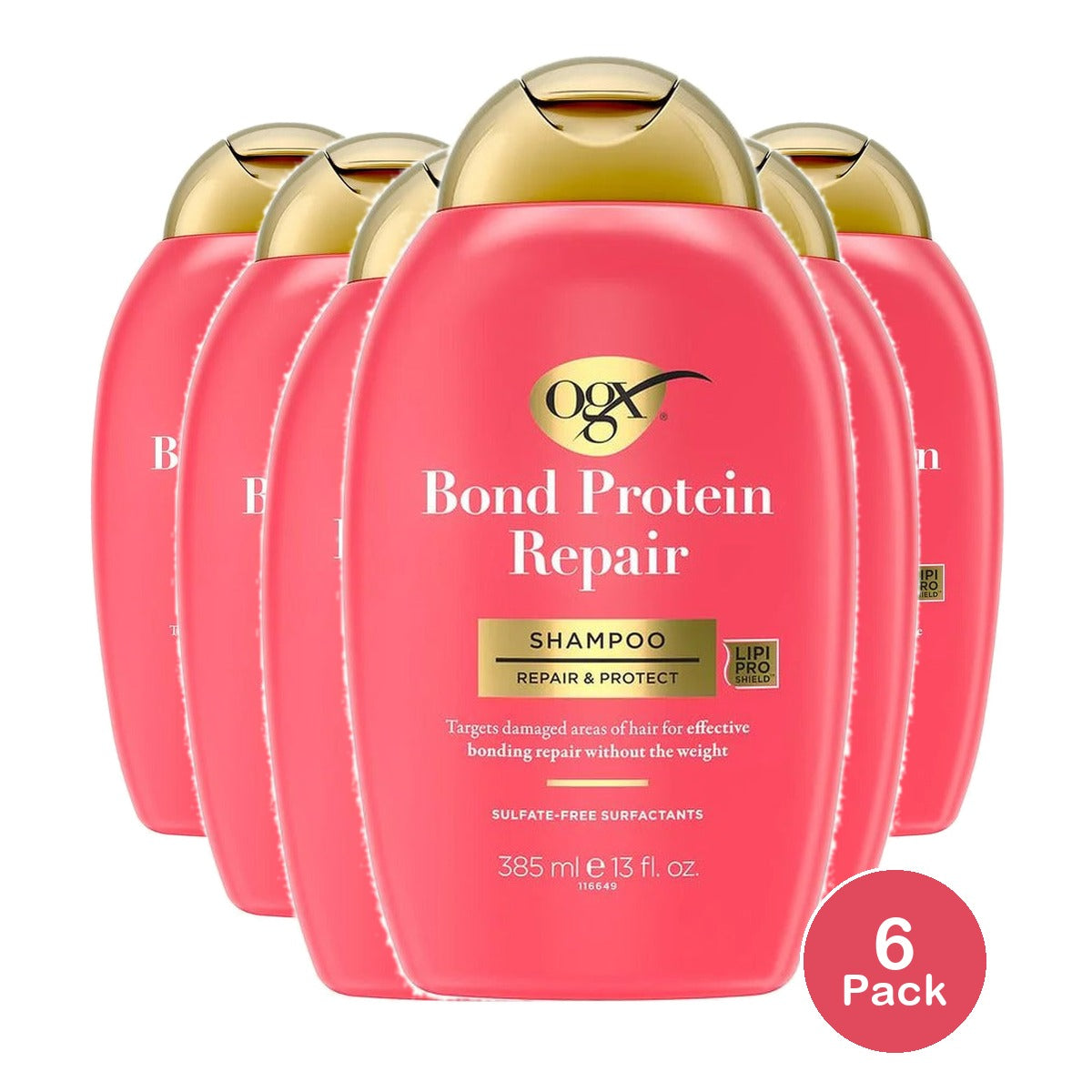 OGX Repair & Protect Bond Protein Lightweight Shampoo 13 Oz (Pack of 6)