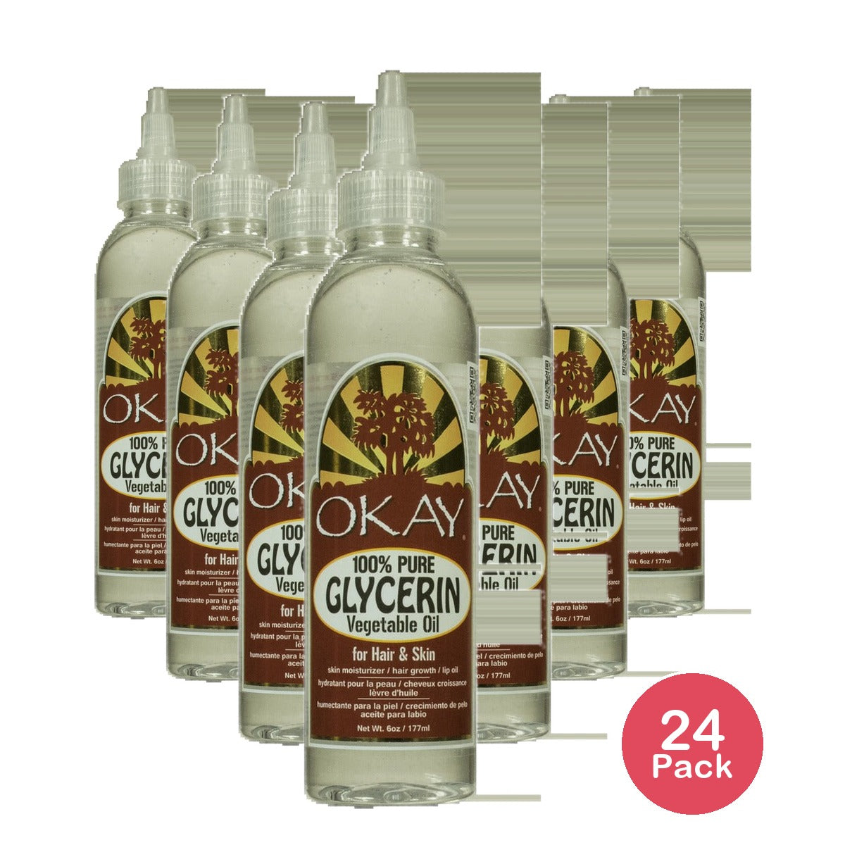 Okay 100% Pure Glycerin Vegetable Oil 6 Oz (Pack of 24)