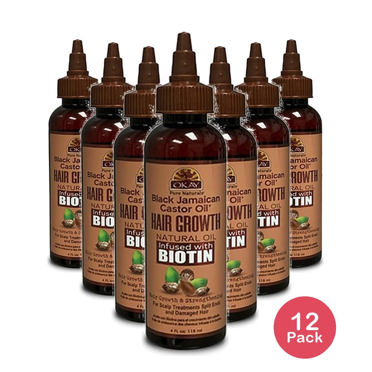 Okay Black Castor Growth Oil 4 Oz (Pack of 12)