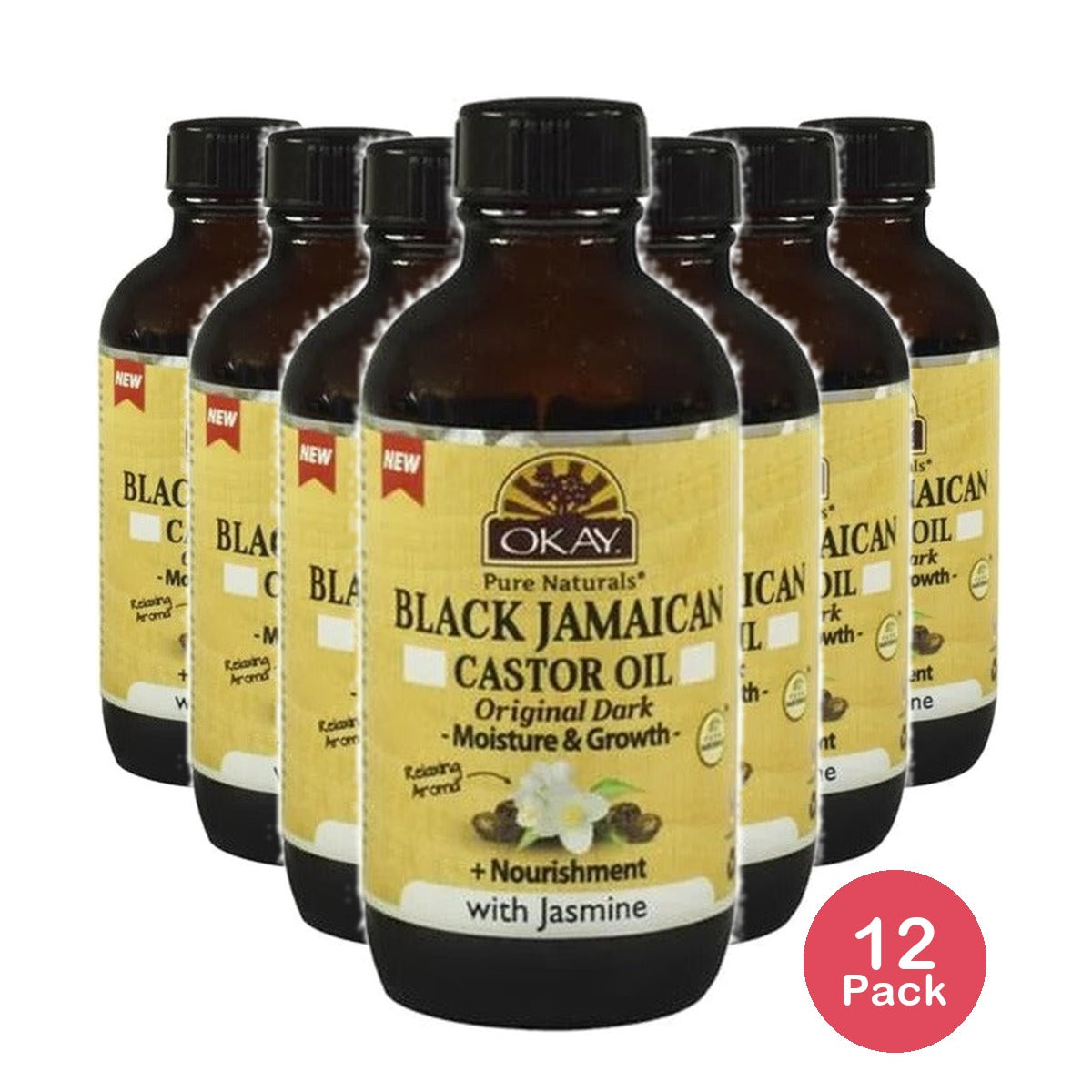 Okay Black Jamaican Castor Oil Dark Jasmine 4 Oz (Pack of 12)