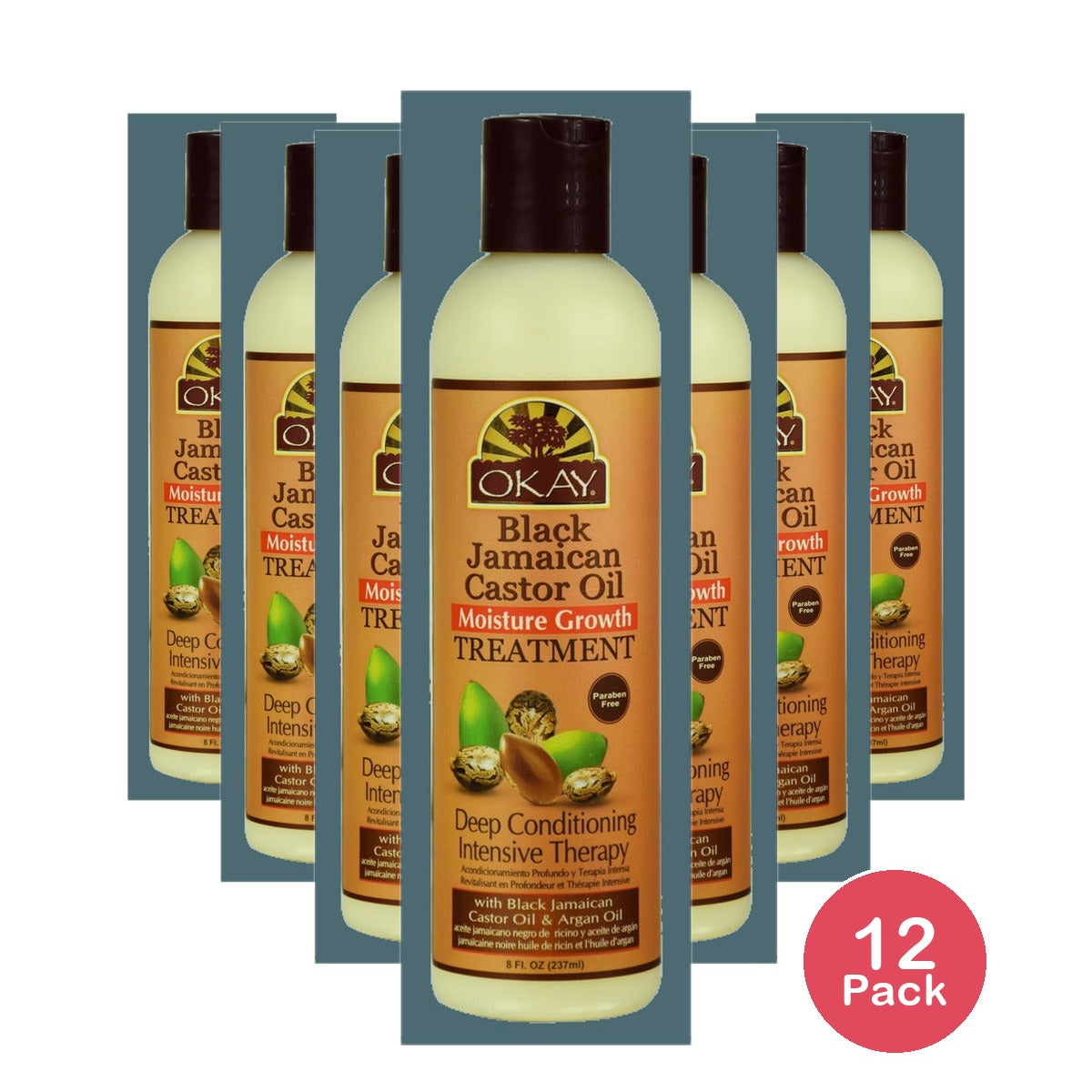 Okay Black Jamaican Castor Oil Moisture Growth Treatment 8 Oz (Pack of 12)