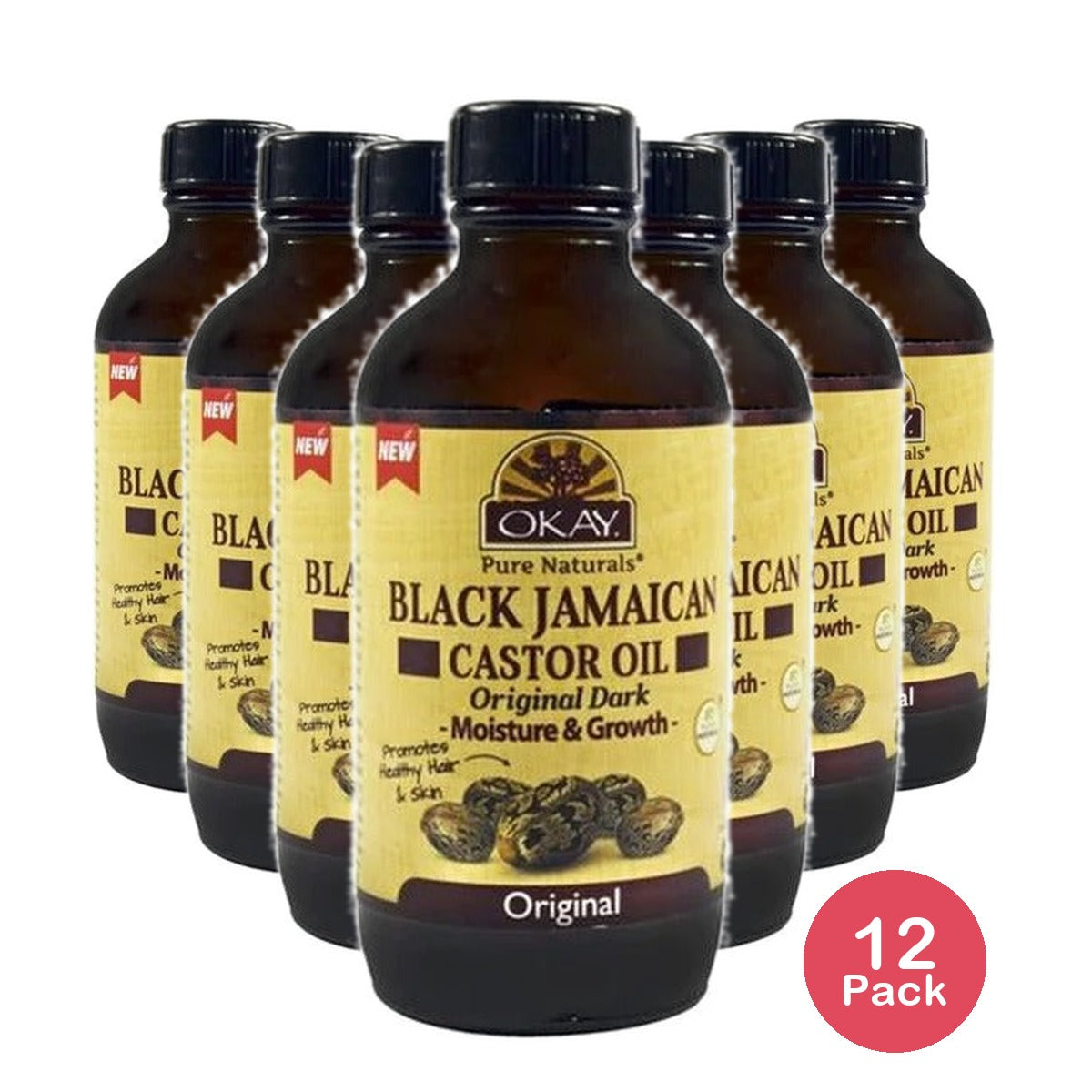 Okay Black Jamaican Castor Oil Original Dark 4 Oz (Pack of 12)