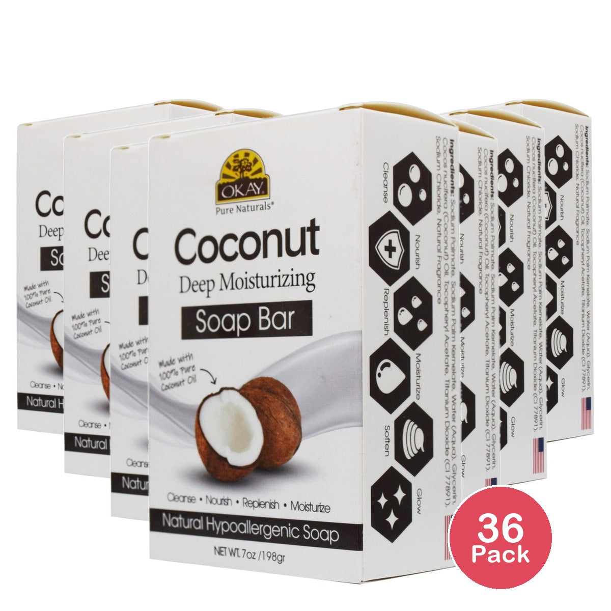 Okay Coconut Deep Moisturizing Soap Bar 7 Oz (Pack of 36)