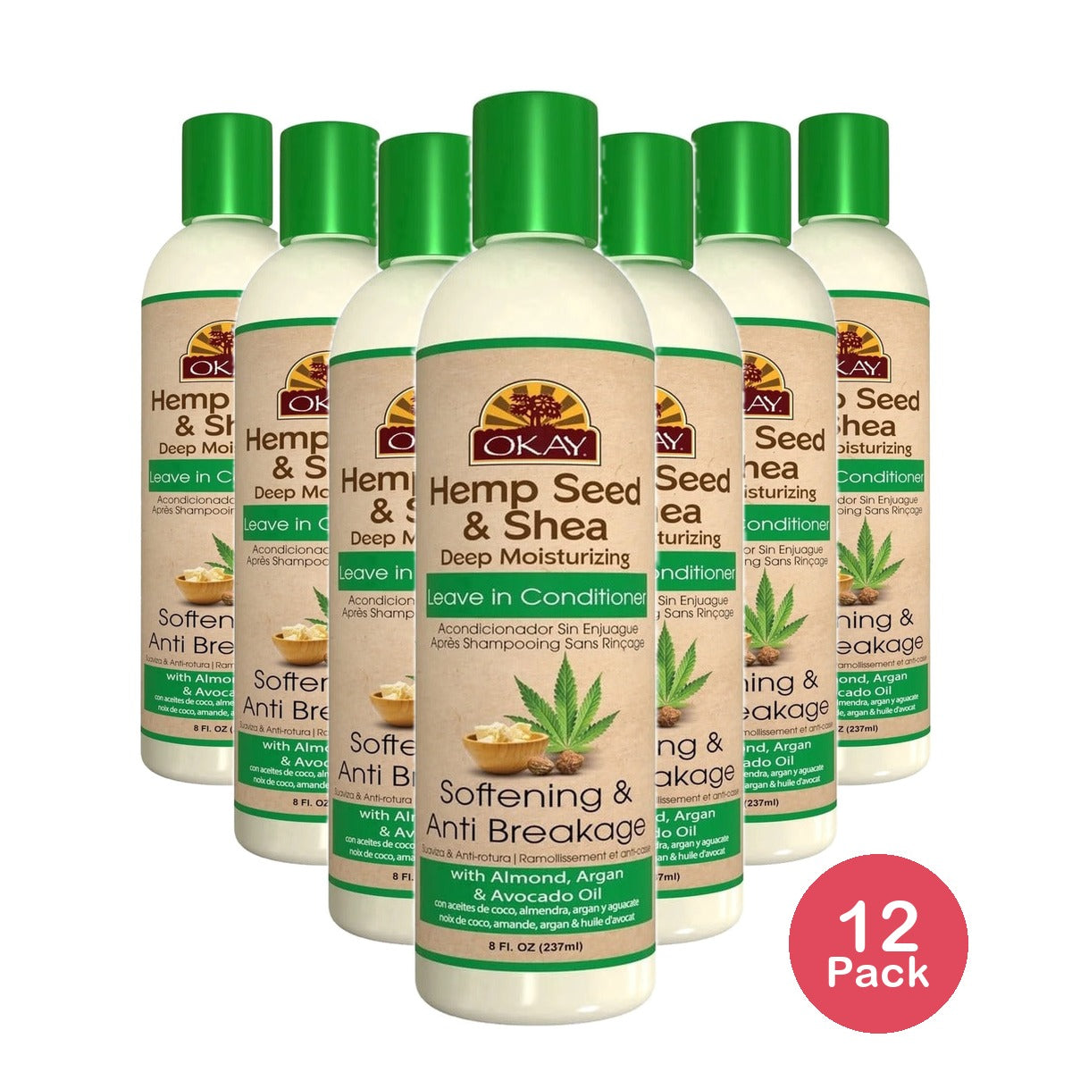 OKAY Hemp Seed Oil Leave-In Conditioner 8 Oz (Pack of 12)