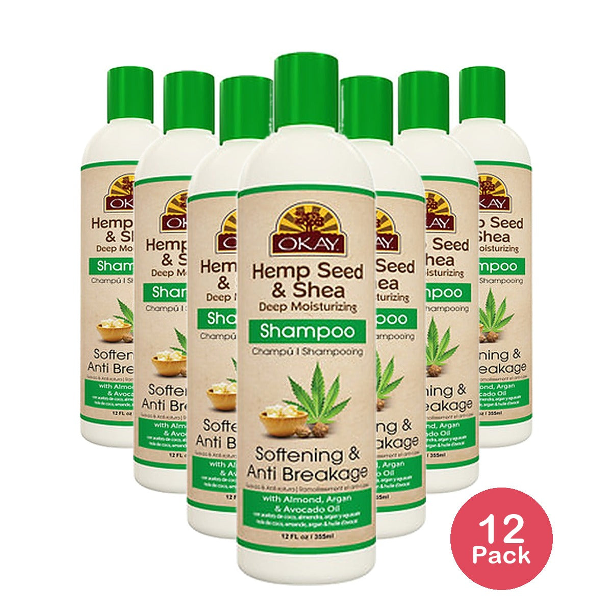 Okay Hemp Seed & Shea Deep Moisturizing Shampoo 12 Oz (Pack of 12)
