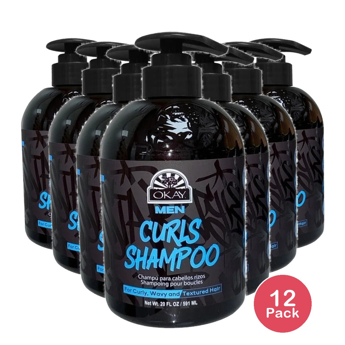 OKAY Men's Curly Hair Shampoo 20 Oz (Pack of 12)