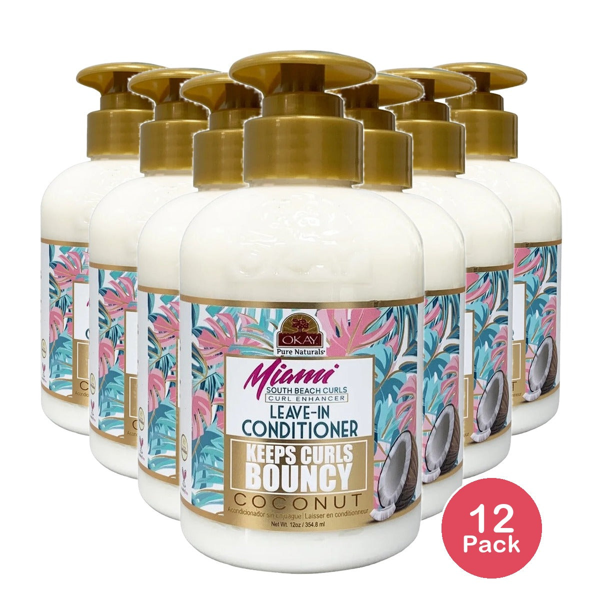 OKAY Miami South Beach Curls Leave-In Conditioner 12 Oz (Pack of 12)
