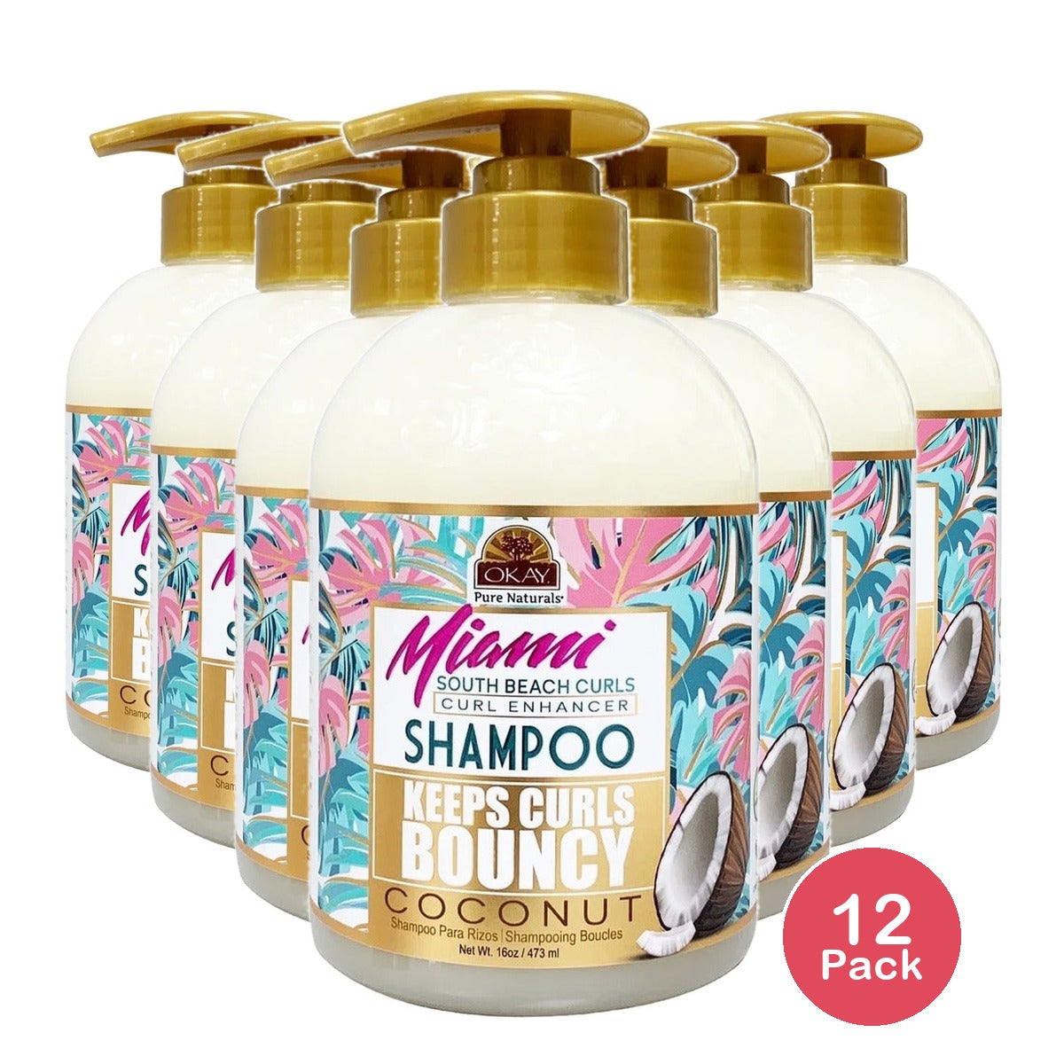 OKAY Pure Naturals Miami South Beach Curls Shampoo 16 Oz (Pack of 12)