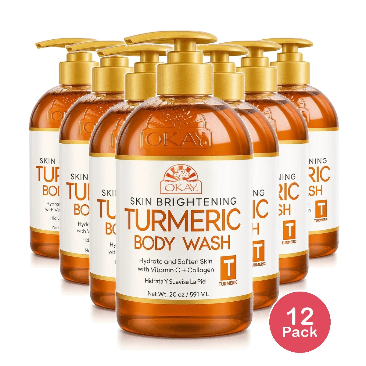 OKAY Pure Naturals Turmeric Body Wash 20 Oz (Pack of 12)
