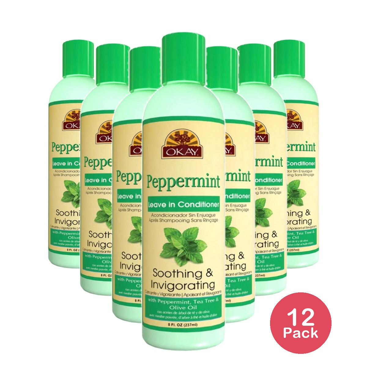 Okay Soothing & Invigorating Leave In Conditioner Peppermint 8 Oz (Pack of 12)