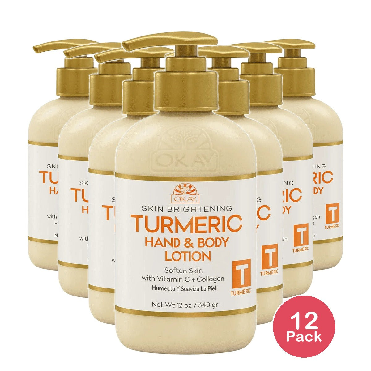 OKAY Turmeric Hand & Body Lotion 12 Oz (Pack of 12)