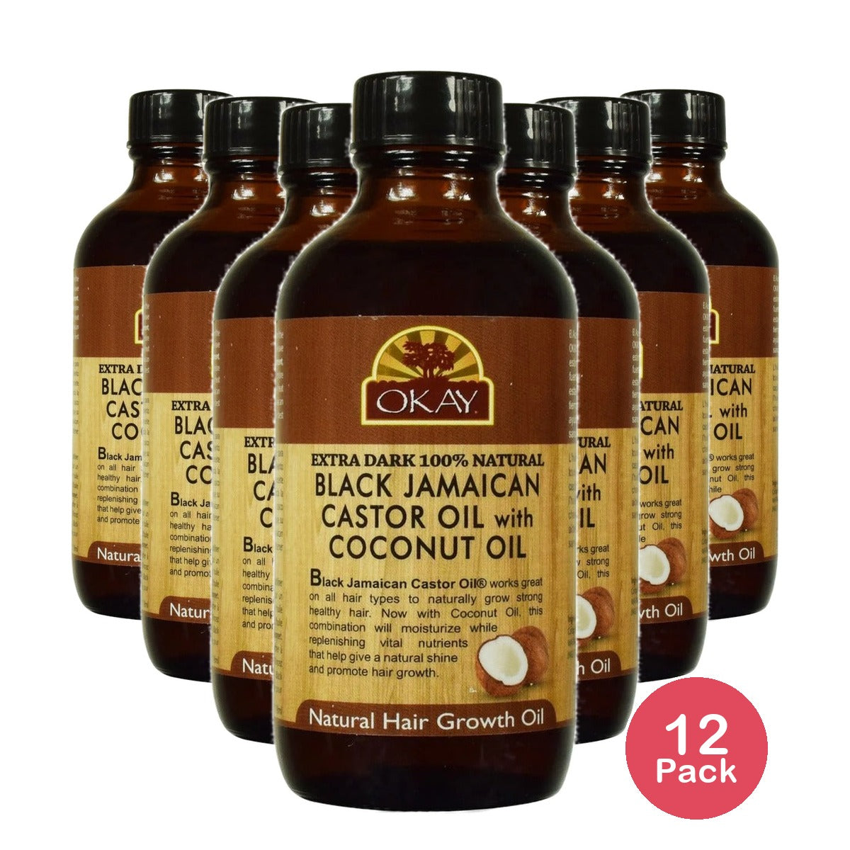 Okay Xtra Dark Jamaican Castor Oil With Coconut 4 Oz (Pack of 12)