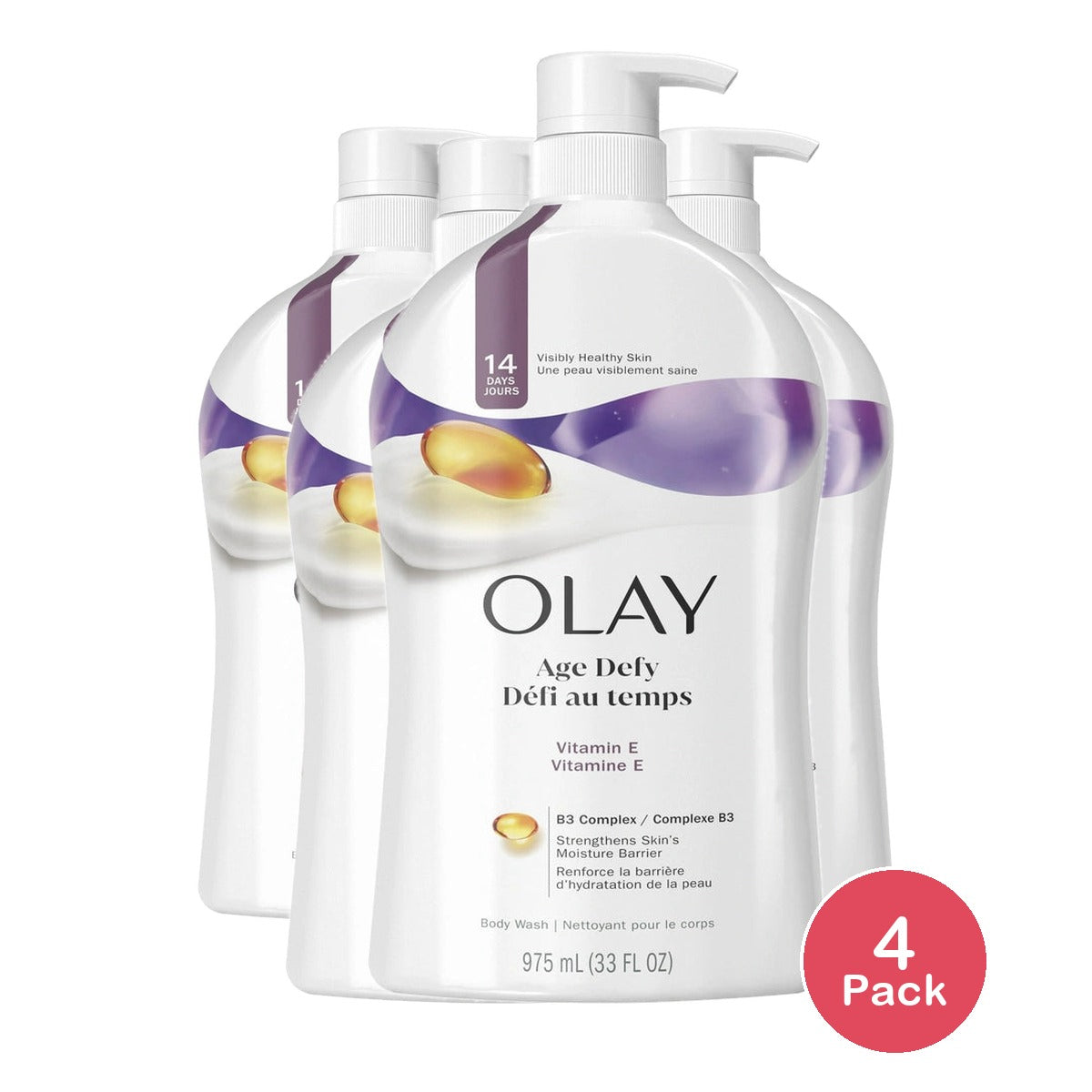 Olay Age Defying Body Wash with Vitamin E - 33 fl oz (Pack of 4)