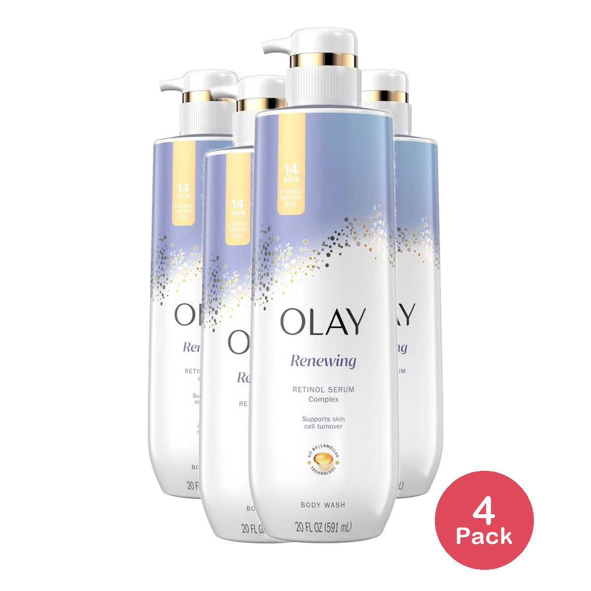 Olay Renewing Body Wash Retinol 20 Fl Oz (Pack of 4)