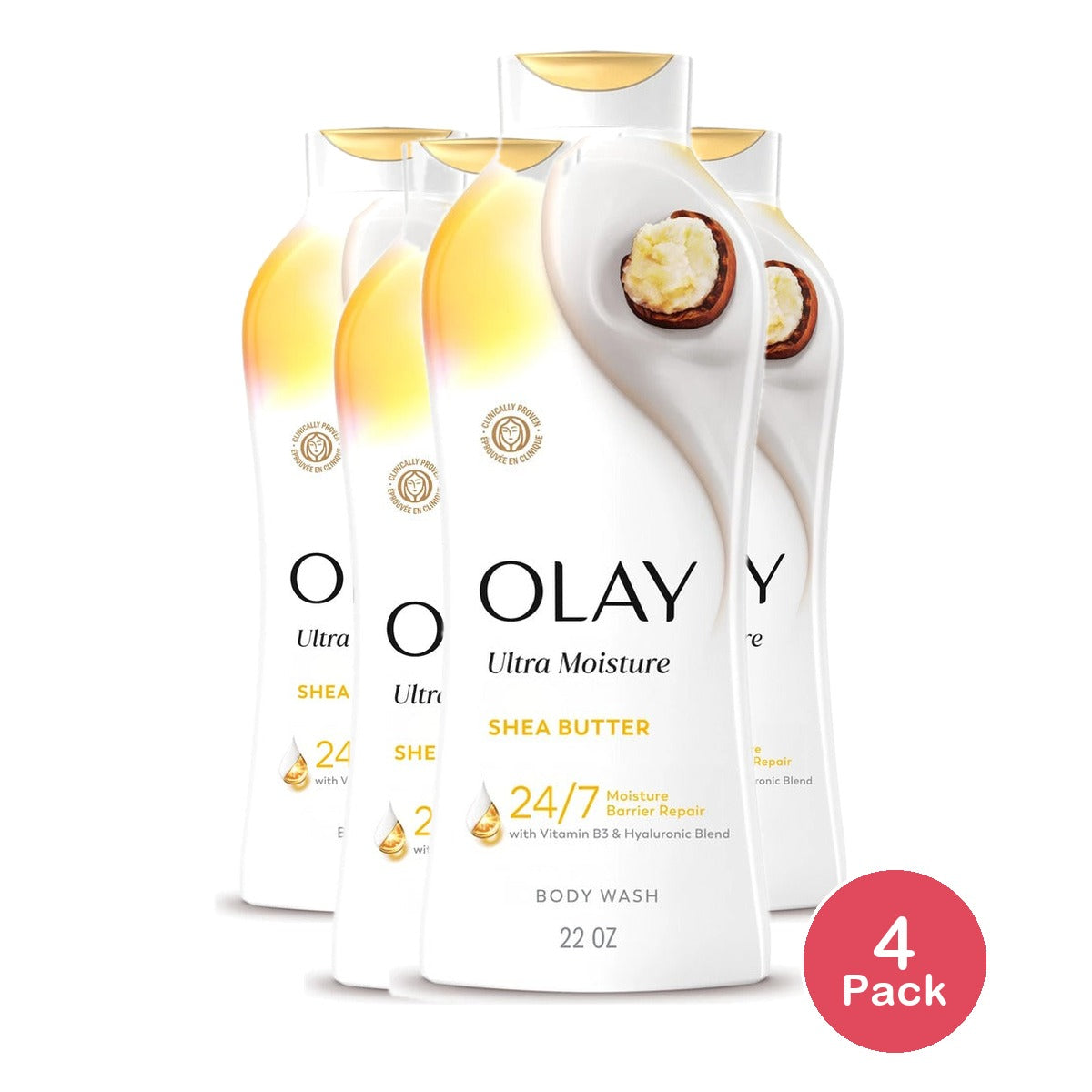 Olay Ultra Moisture Body Wash with Shea Butter 22 Fl Oz (Pack of 4)