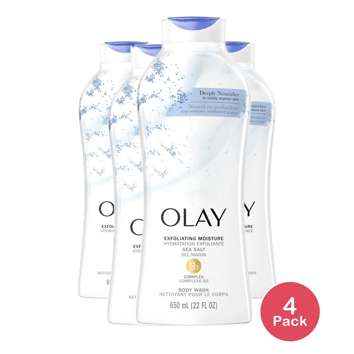 Olay Ultra Moisture Exfoliating Body Wash 22 Fl Oz (Pack of 4)