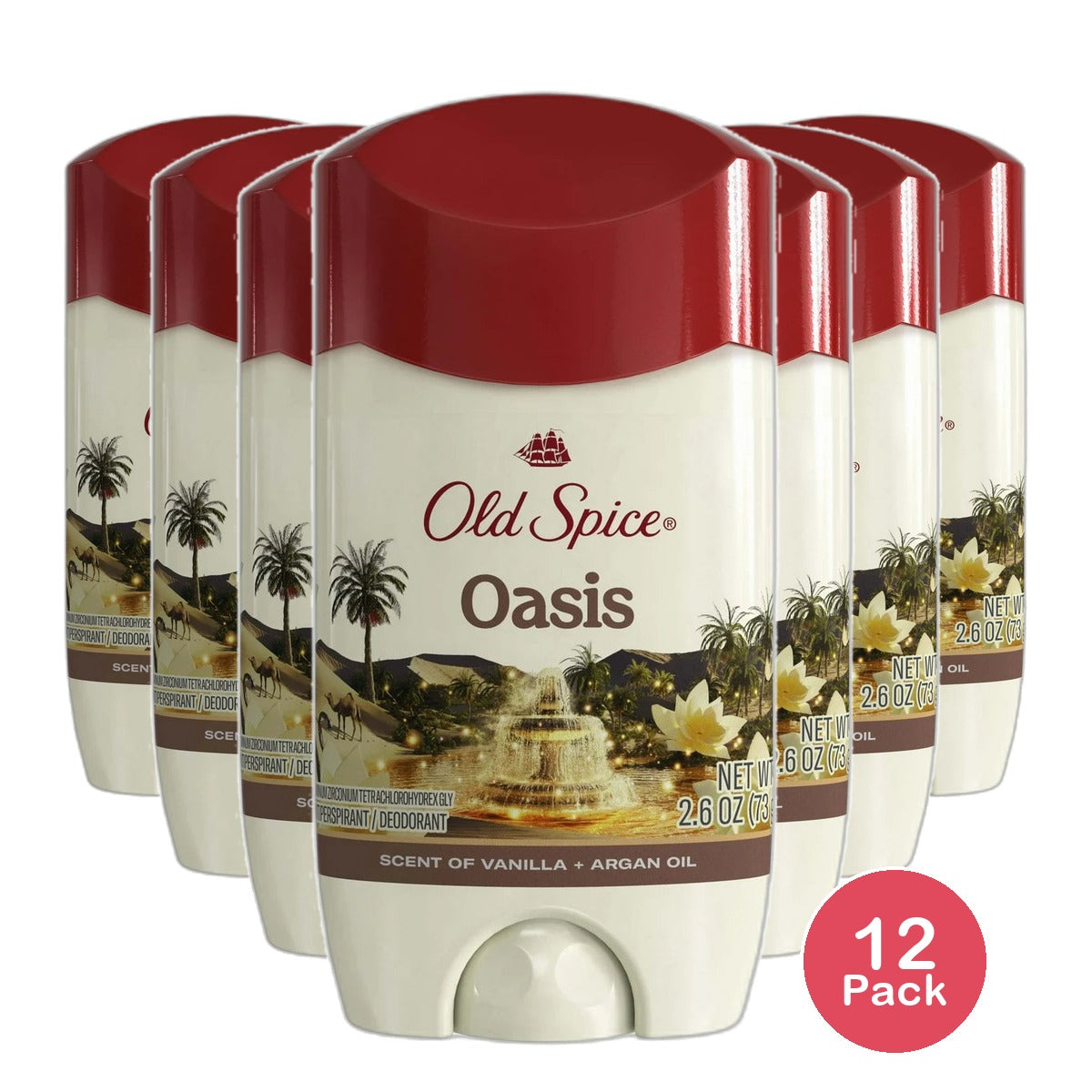 Old Spice Antiperspirant Deodorant for Men Oasis with Vanilla 2.6Oz (Pack of 12)