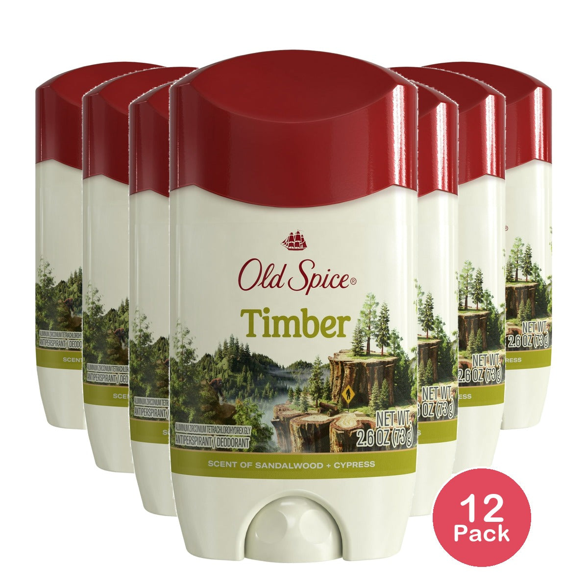 Old Spice Antiperspirant Deodorant for Men, Timber With Sandalwood, Inspired by 2.26 oz (Pack of 12)