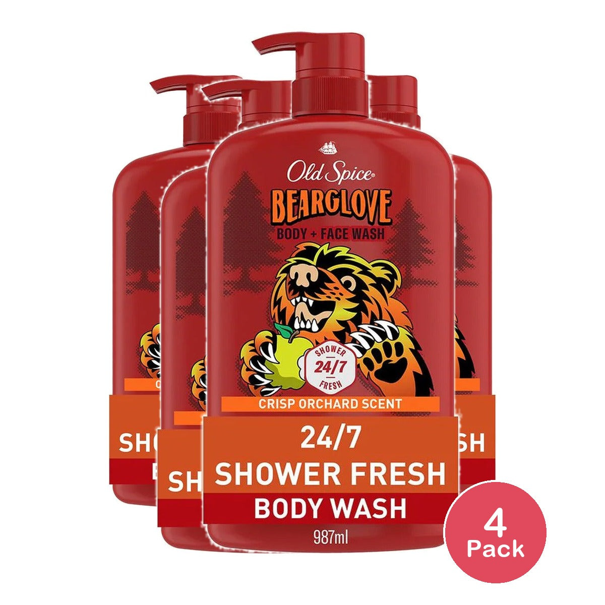 Old Spice Bearglove Body Wash 33.4 Oz (Pack of 4)