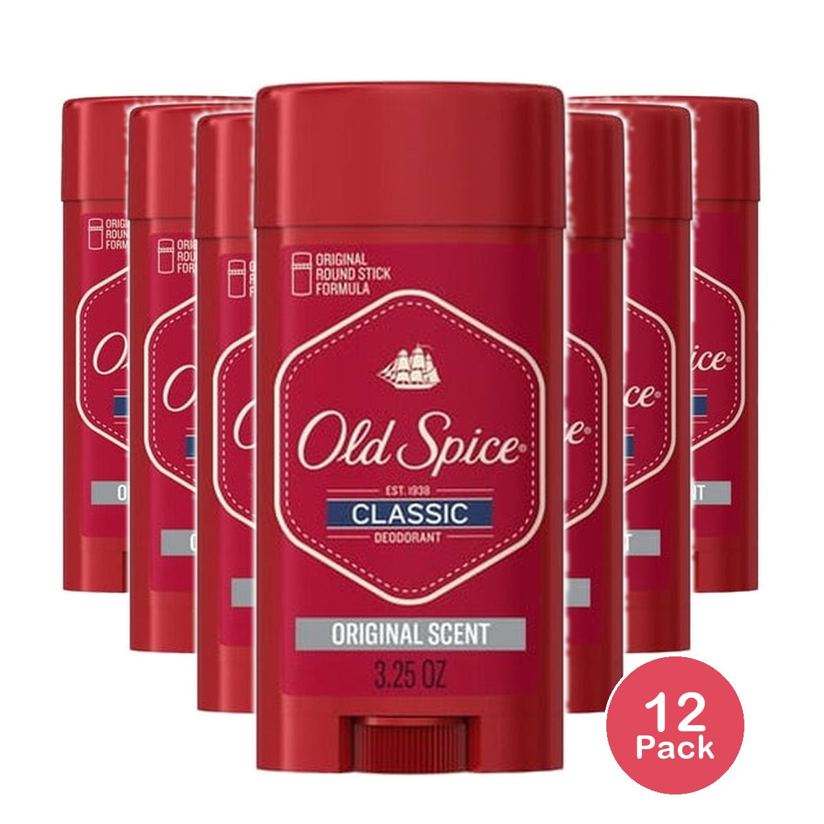 Old Spice Classic Men's Deodorant Solid 3.25 Oz (Pack of 12)