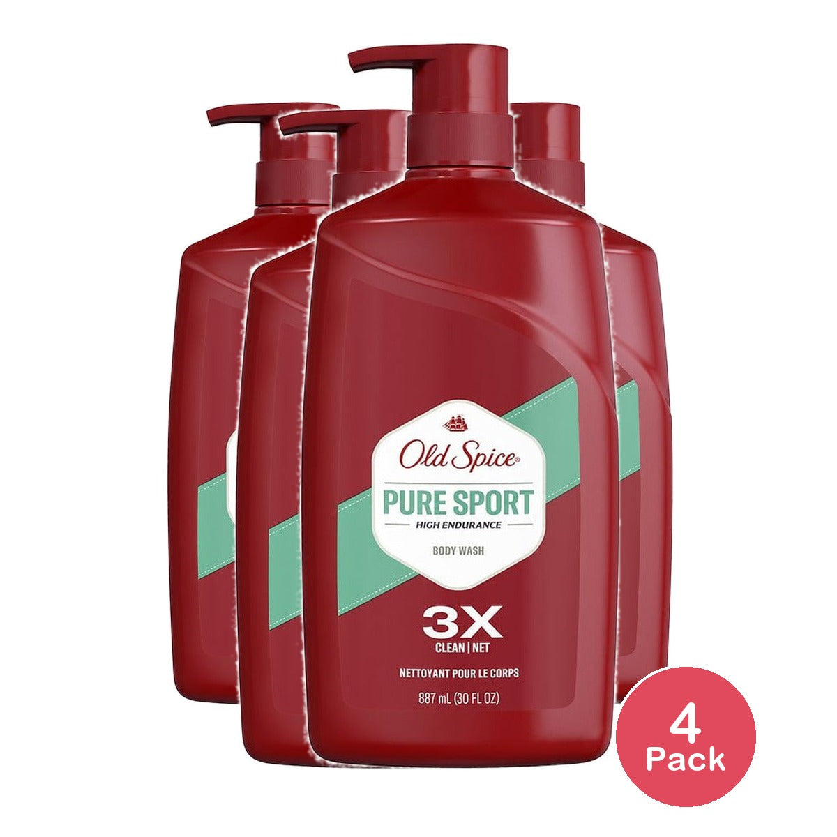 Old Spice High Endurance Body Wash Pure Sport 33.4 Oz (Pack of 4)
