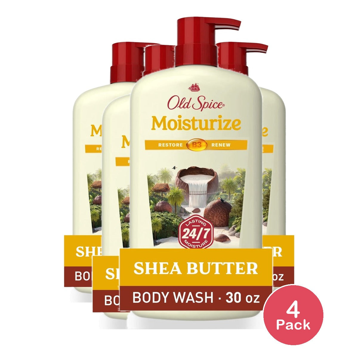 Old Spice Men's Body Wash Shea Butter 30 Oz (Pack of 4)