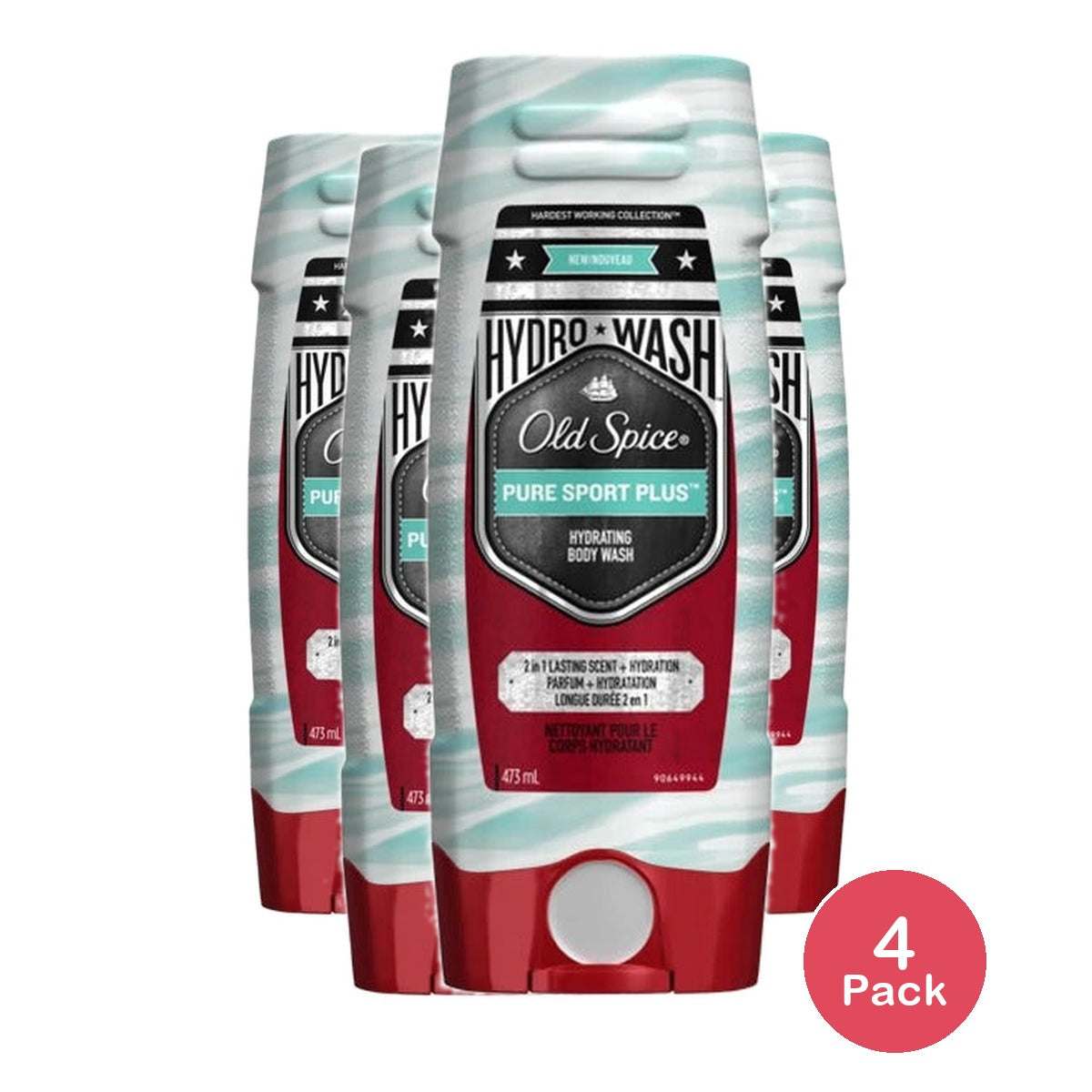 Old Spice Men's Hydro Body Wash Pure Sport Plus 16 Oz (Pack of 4)
